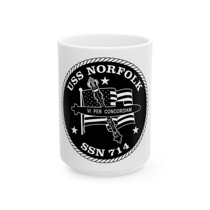 USS Norfolk SSN 714 (U.S. Navy) White Coffee Mug-15oz-The Sticker Space