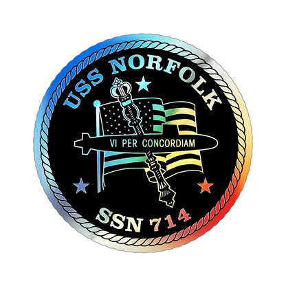 USS Norfolk SSN 714 (U.S. Navy) Holographic STICKER Die-Cut Vinyl Decal 5 Inch - The Sticker Space