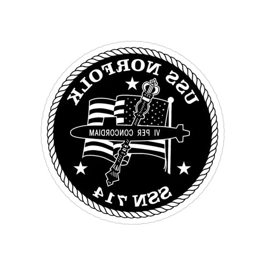 USS Norfolk SSN 714 (U.S. Navy) REVERSE PRINT Transparent Die-Cut STICKER 6 Inch Die-Cut Transparent - The Sticker Space