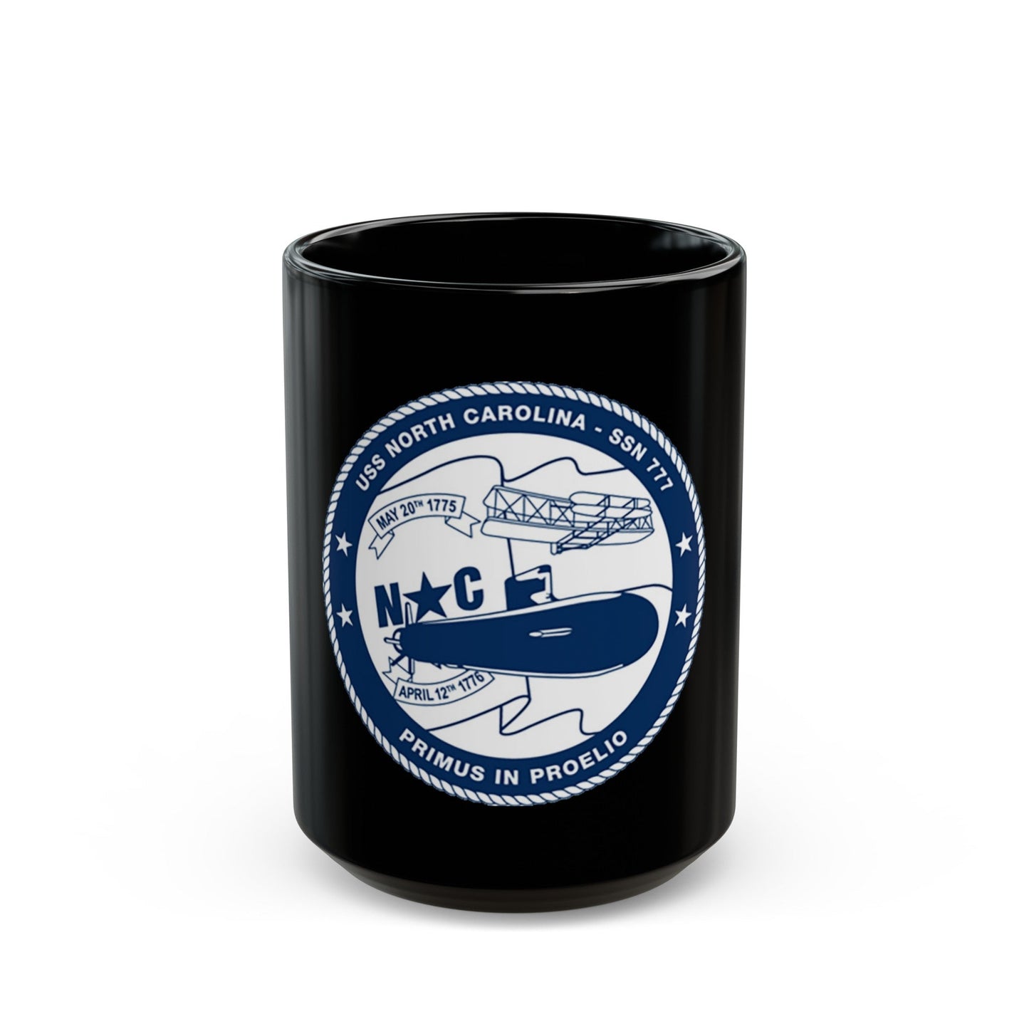 USS North Carolina SSN 777 (U.S. Coast Guard) Black Coffee Mug-15oz-The Sticker Space