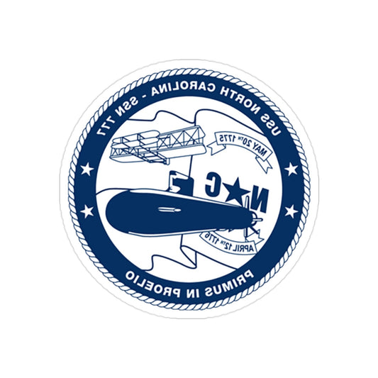 USS North Carolina SSN 777 (U.S. Coast Guard) REVERSE PRINT Transparent STICKER-2" × 2"-The Sticker Space