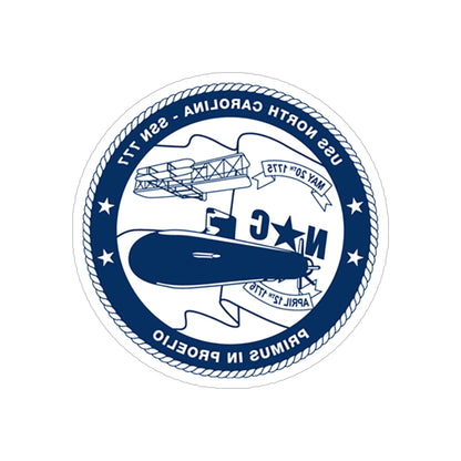 USS North Carolina SSN 777 (U.S. Coast Guard) REVERSE PRINT Transparent STICKER-6" × 6"-The Sticker Space