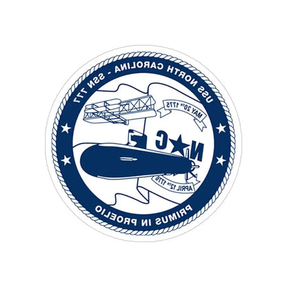 USS North Carolina SSN 777 (U.S. Coast Guard) REVERSE PRINT Transparent Die-Cut STICKER 6 Inch Die-Cut Transparent - The Sticker Space