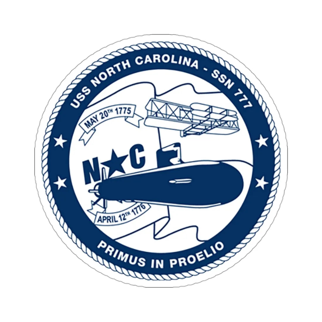 USS North Carolina SSN 777 (U.S. Coast Guard) STICKER Vinyl Die-Cut Decal 3 Inch - The Sticker Space