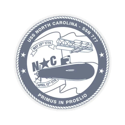 USS North Carolina SSN 777 (U.S. Coast Guard) STICKER Vinyl Kiss-Cut Decal 3 Inch Transparent - The Sticker Space