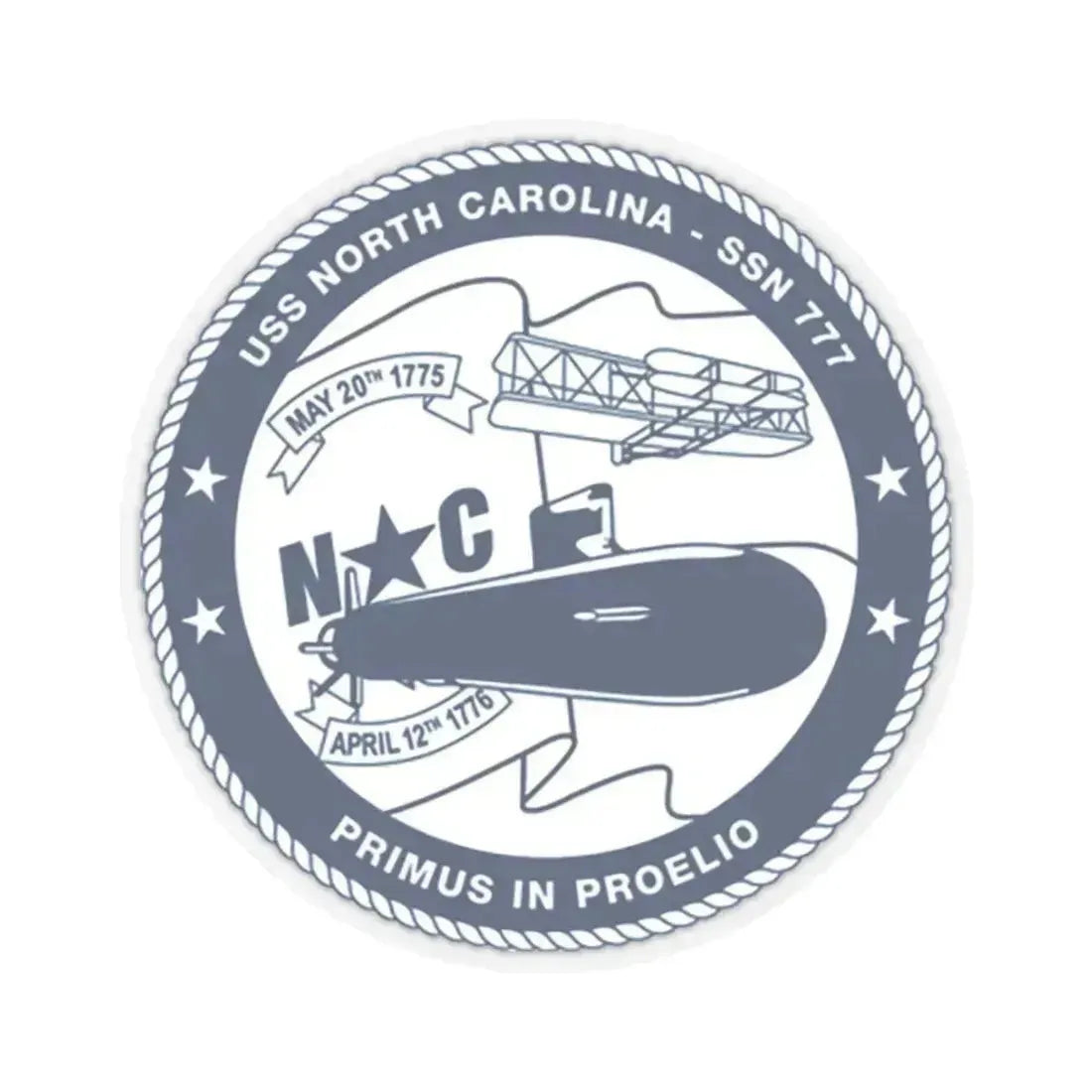 USS North Carolina SSN 777 (U.S. Coast Guard) STICKER Vinyl Kiss-Cut Decal 3 Inch Transparent - The Sticker Space