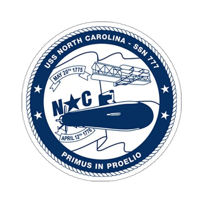 USS North Carolina SSN 777 (U.S. Coast Guard) STICKER Vinyl Kiss-Cut Decal 3 Inch White - The Sticker Space