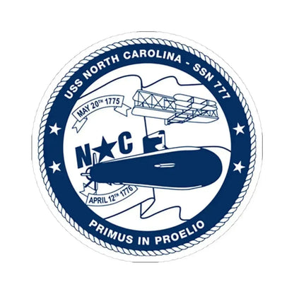 USS North Carolina SSN 777 (U.S. Coast Guard) STICKER Vinyl Kiss-Cut Decal 4 Inch White - The Sticker Space