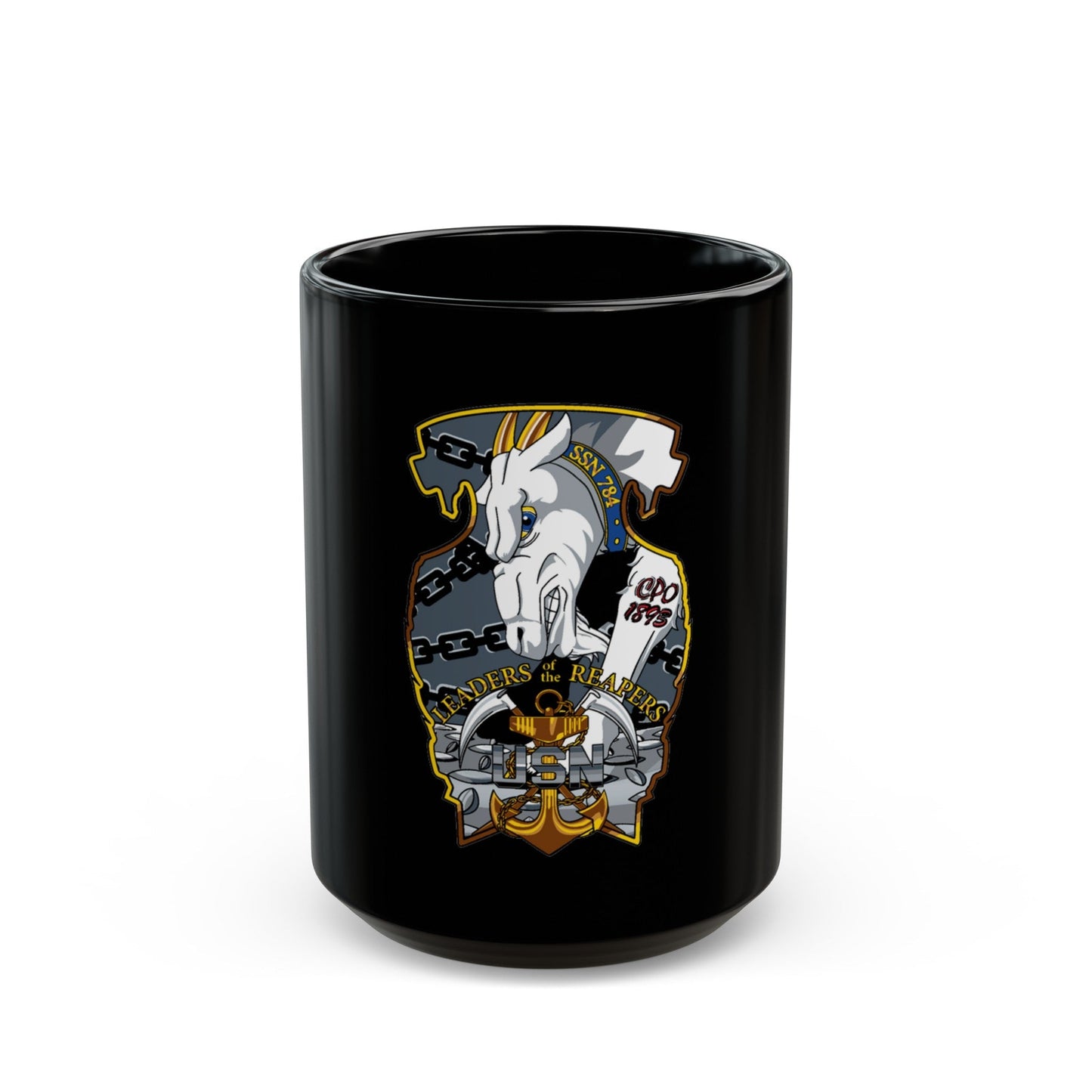 USS North Dakota SSN 784 CPO (U.S. Navy) Black Coffee Mug-15oz-The Sticker Space