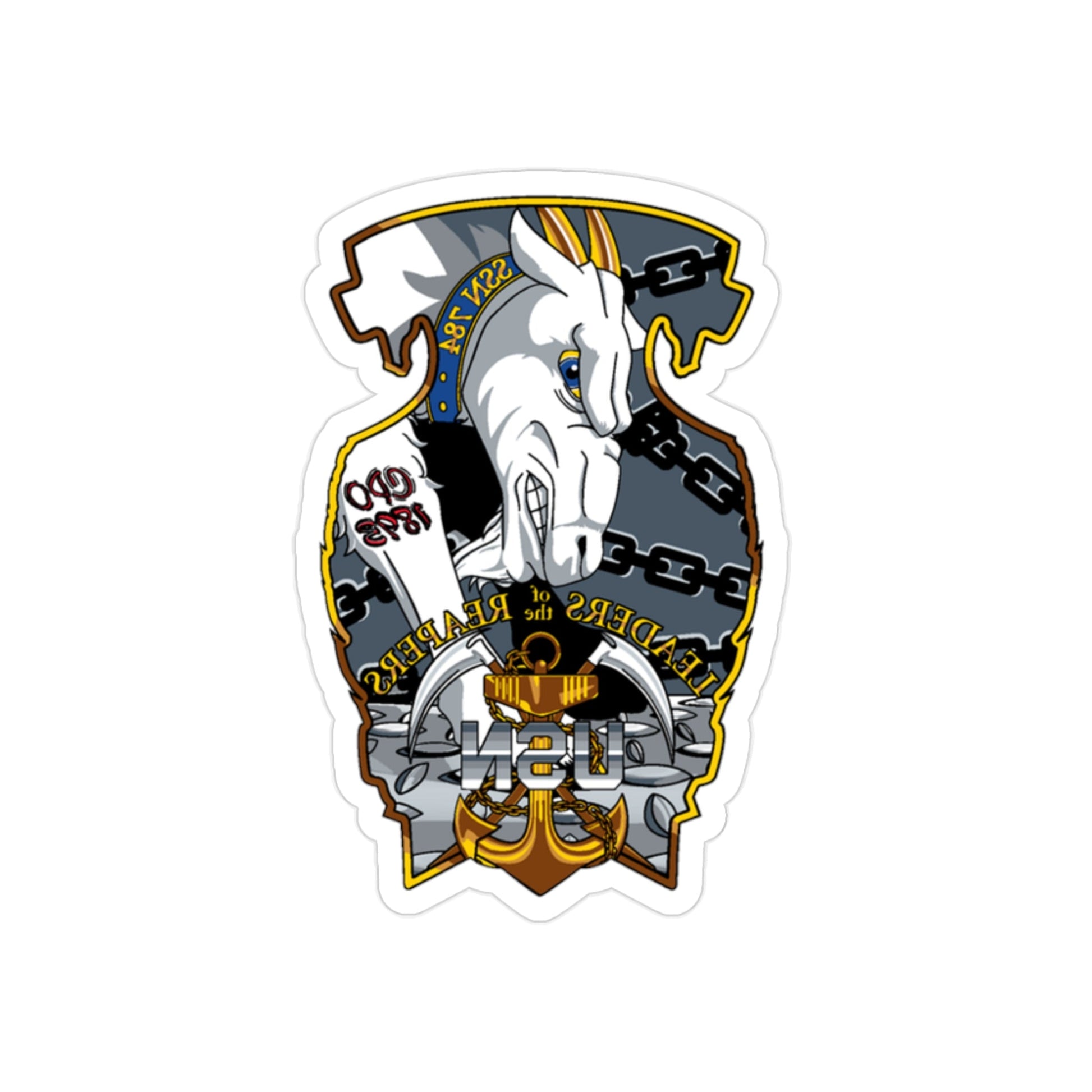 USS North Dakota SSN 784 CPO (U.S. Navy) REVERSE PRINT Transparent STICKER-2" × 2"-The Sticker Space