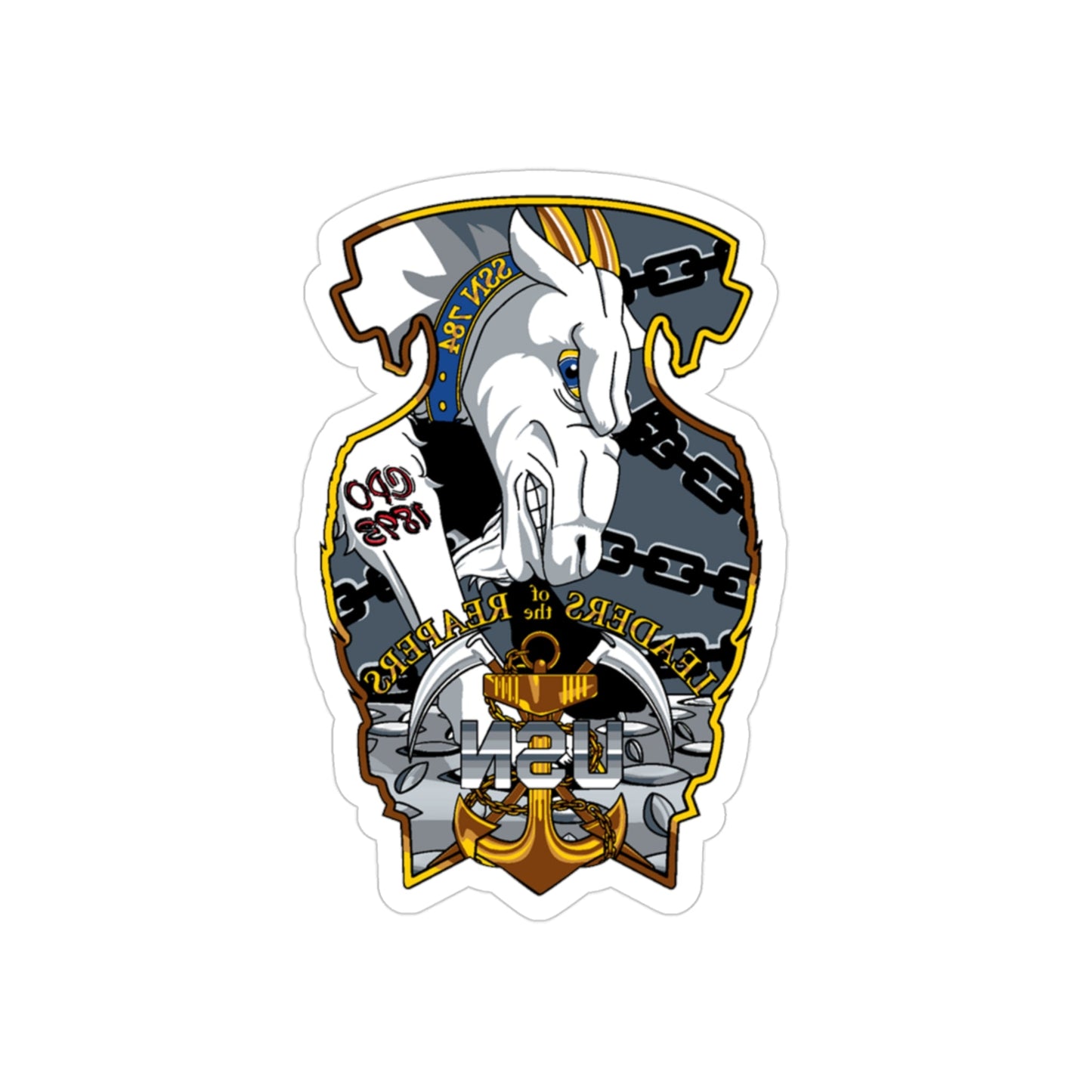 USS North Dakota SSN 784 CPO (U.S. Navy) REVERSE PRINT Transparent STICKER-3" × 3"-The Sticker Space