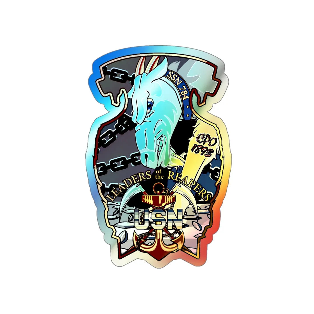 USS North Dakota SSN 784 CPO (U.S. Navy) Holographic STICKER Die-Cut Vinyl Decal 5 Inch - The Sticker Space