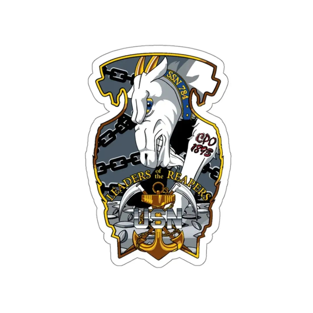 USS North Dakota SSN 784 CPO (U.S. Navy) STICKER Vinyl Kiss-Cut Decal 3 Inch White - The Sticker Space