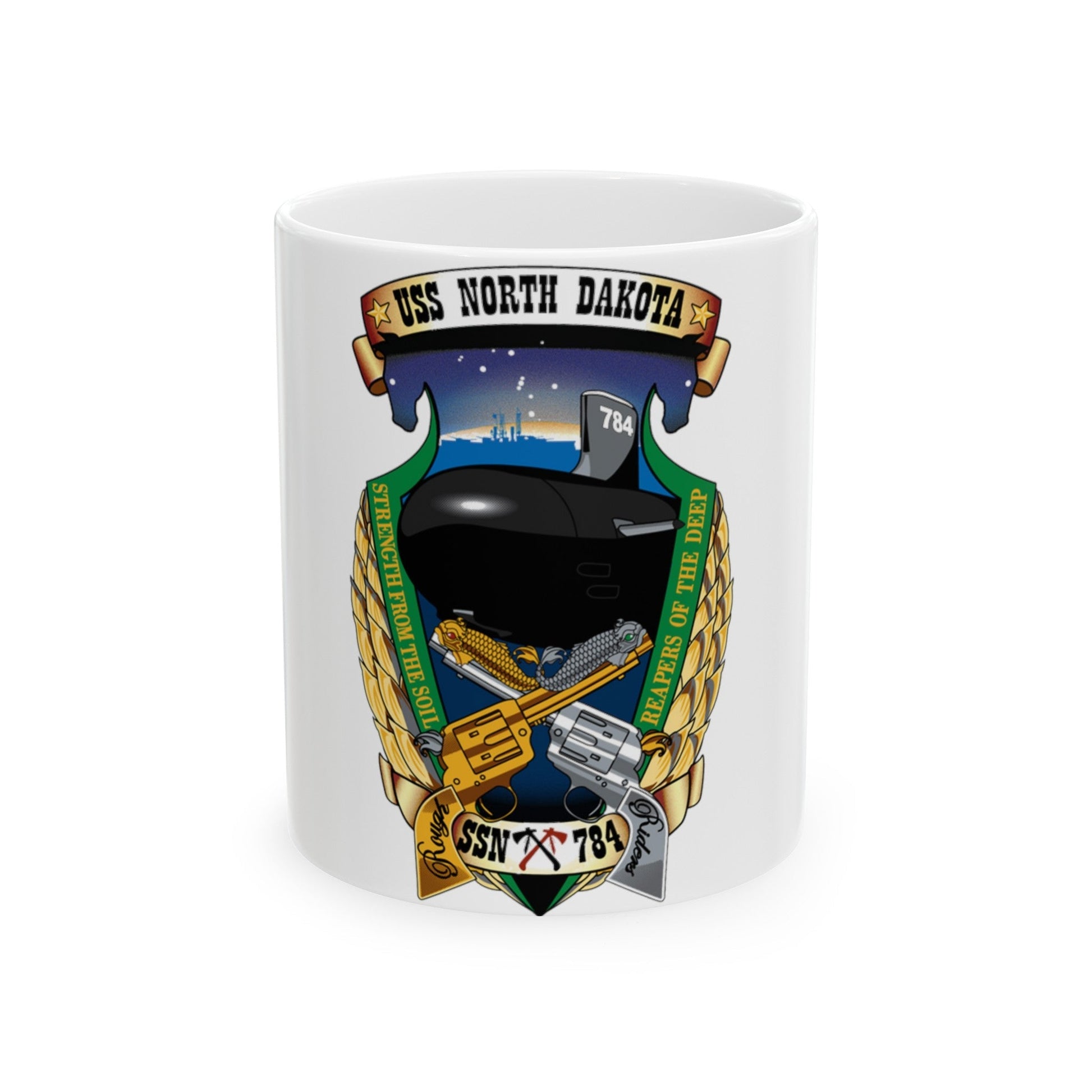 USS North Dakota SSN 784 (U.S. Navy) White Coffee Mug-11oz-The Sticker Space