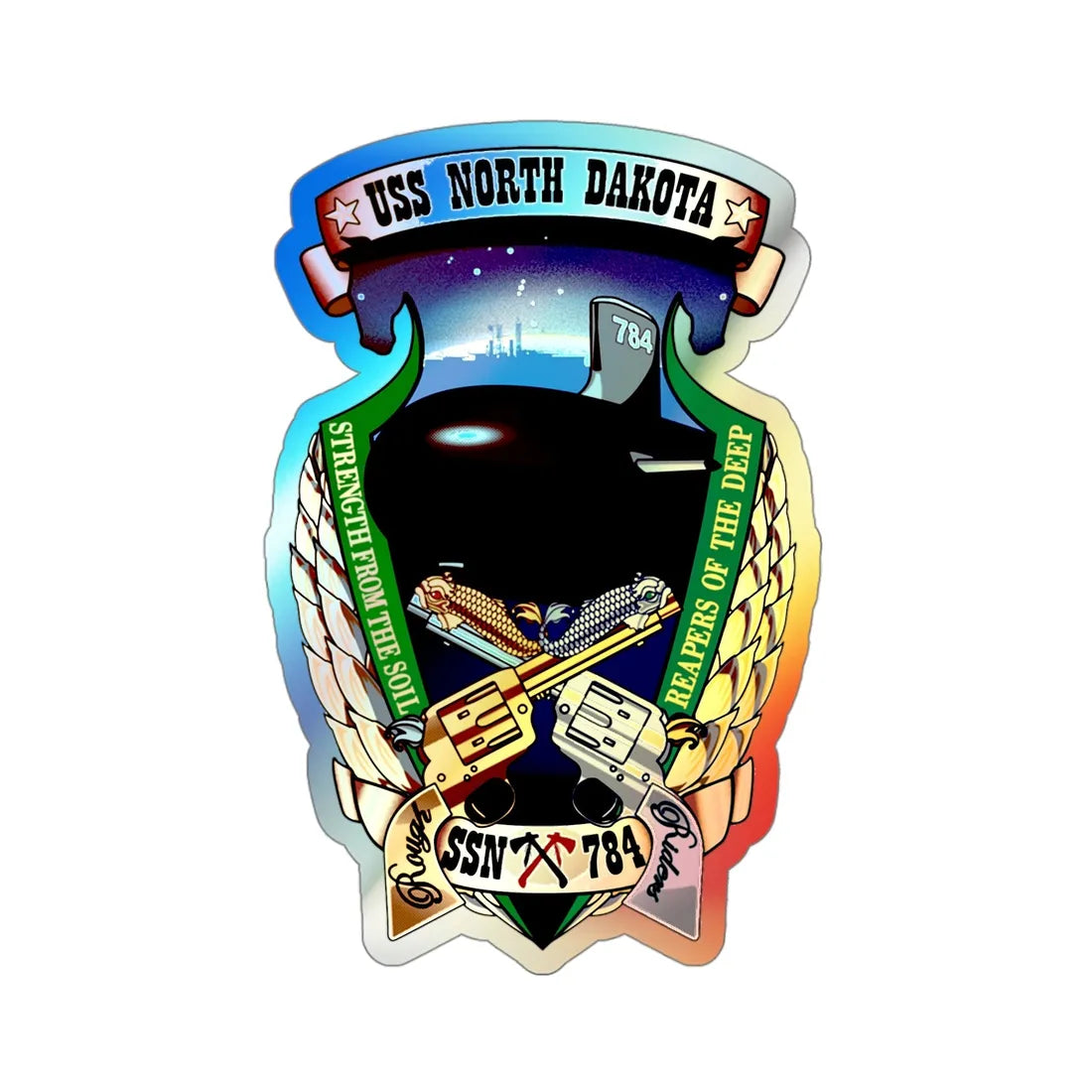 USS North Dakota SSN 784 (U.S. Navy) Holographic STICKER Die-Cut Vinyl Decal 4 Inch - The Sticker Space