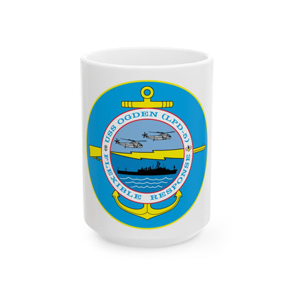 USS OGDEN LPD 5 Flexible Response (U.S. Navy) White Coffee Mug-15oz-The Sticker Space