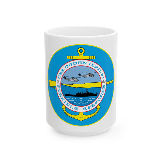 USS OGDEN LPD 5 Flexible Response (U.S. Navy) White Coffee Mug-15oz-The Sticker Space