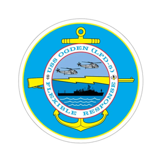 USS OGDEN LPD 5 Flexible Response (U.S. Navy) STICKER Vinyl Kiss-Cut Decal 2 Inch White - The Sticker Space