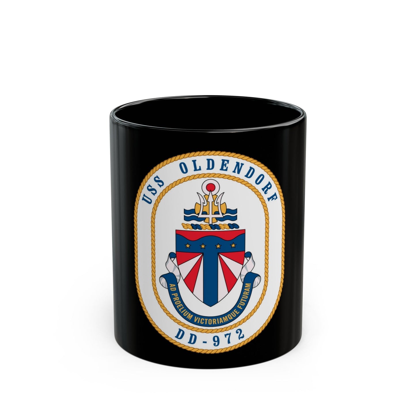 USS Oldendorf DD 972 (U.S. Navy) Black Coffee Mug-11oz-The Sticker Space