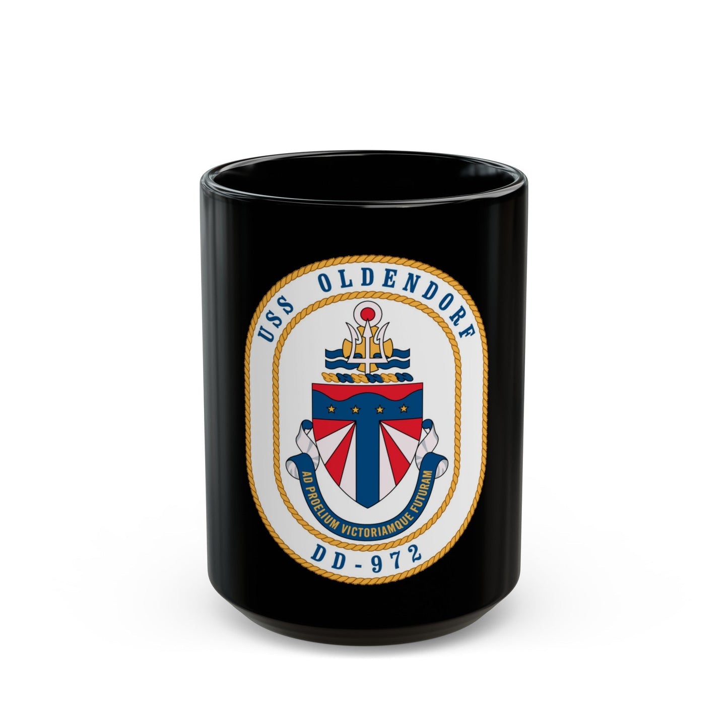 USS Oldendorf DD 972 (U.S. Navy) Black Coffee Mug-15oz-The Sticker Space