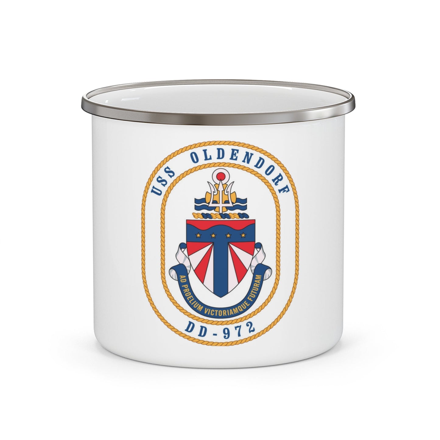 USS Oldendorf DD 972 (U.S. Navy) Enamel Mug 12oz-12oz-The Sticker Space