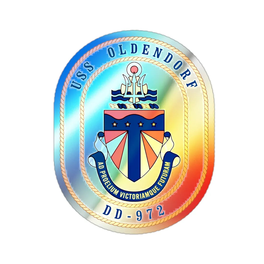 USS Oldendorf DD 972 (U.S. Navy) Holographic STICKER Die-Cut Vinyl Decal 2 Inch - The Sticker Space