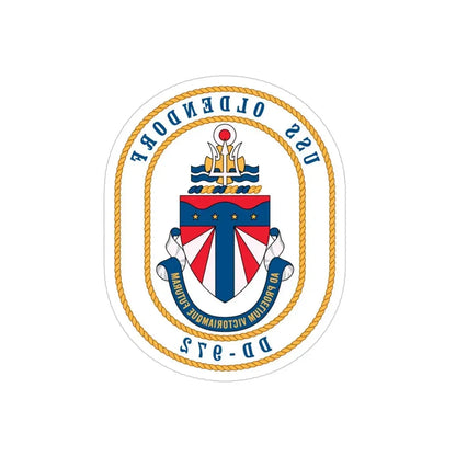USS Oldendorf DD 972 (U.S. Navy) REVERSE PRINT Transparent Die-Cut STICKER 4 Inch Die-Cut Transparent - The Sticker Space