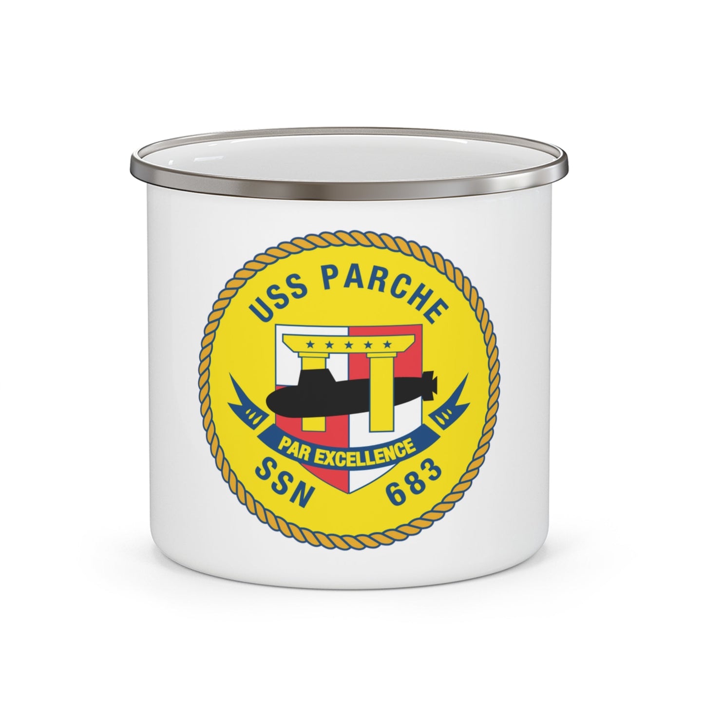 USS PArche SSN 683 (U.S. Navy) Enamel Mug 12oz-12oz-The Sticker Space