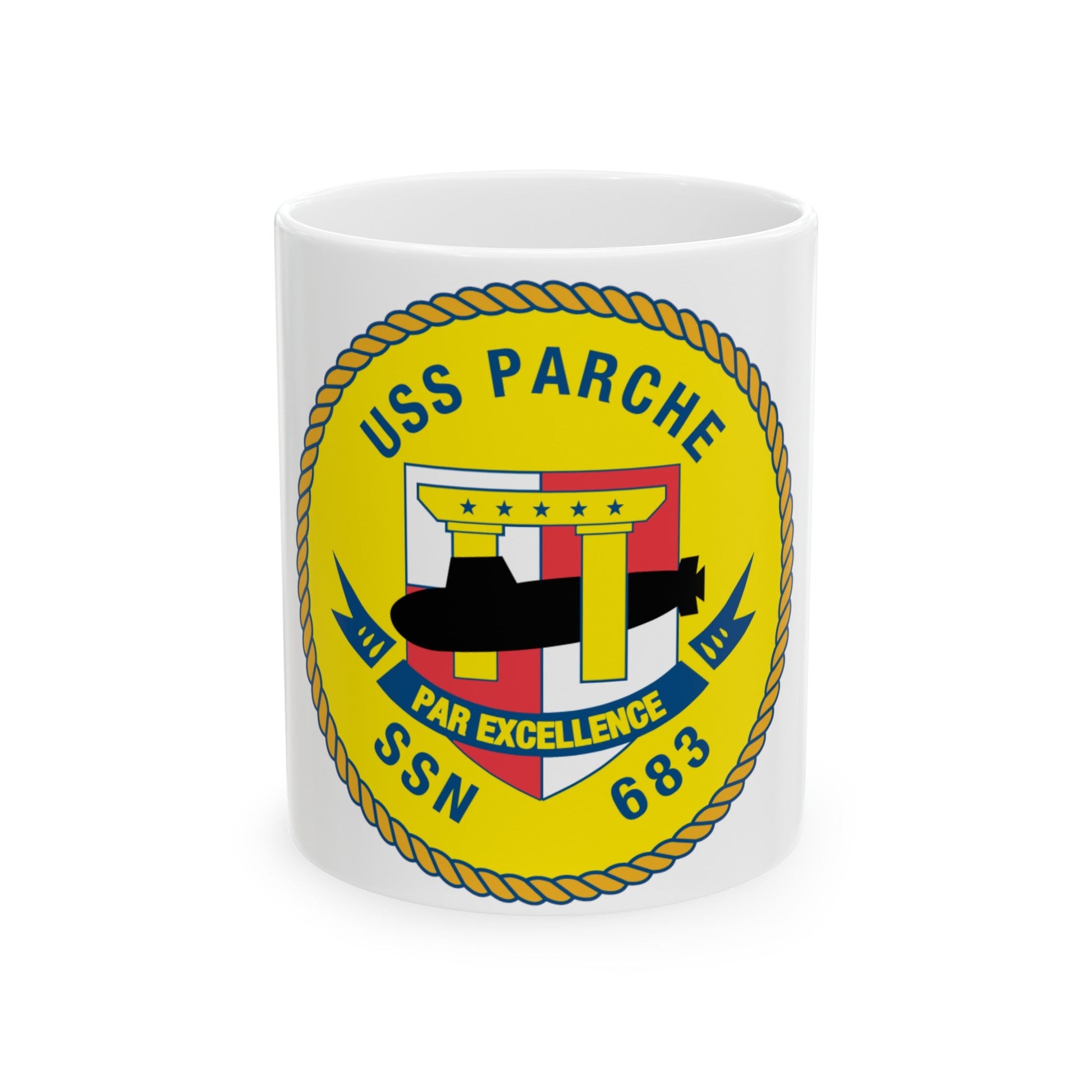 USS PArche SSN 683 (U.S. Navy) White Coffee Mug-11oz-The Sticker Space