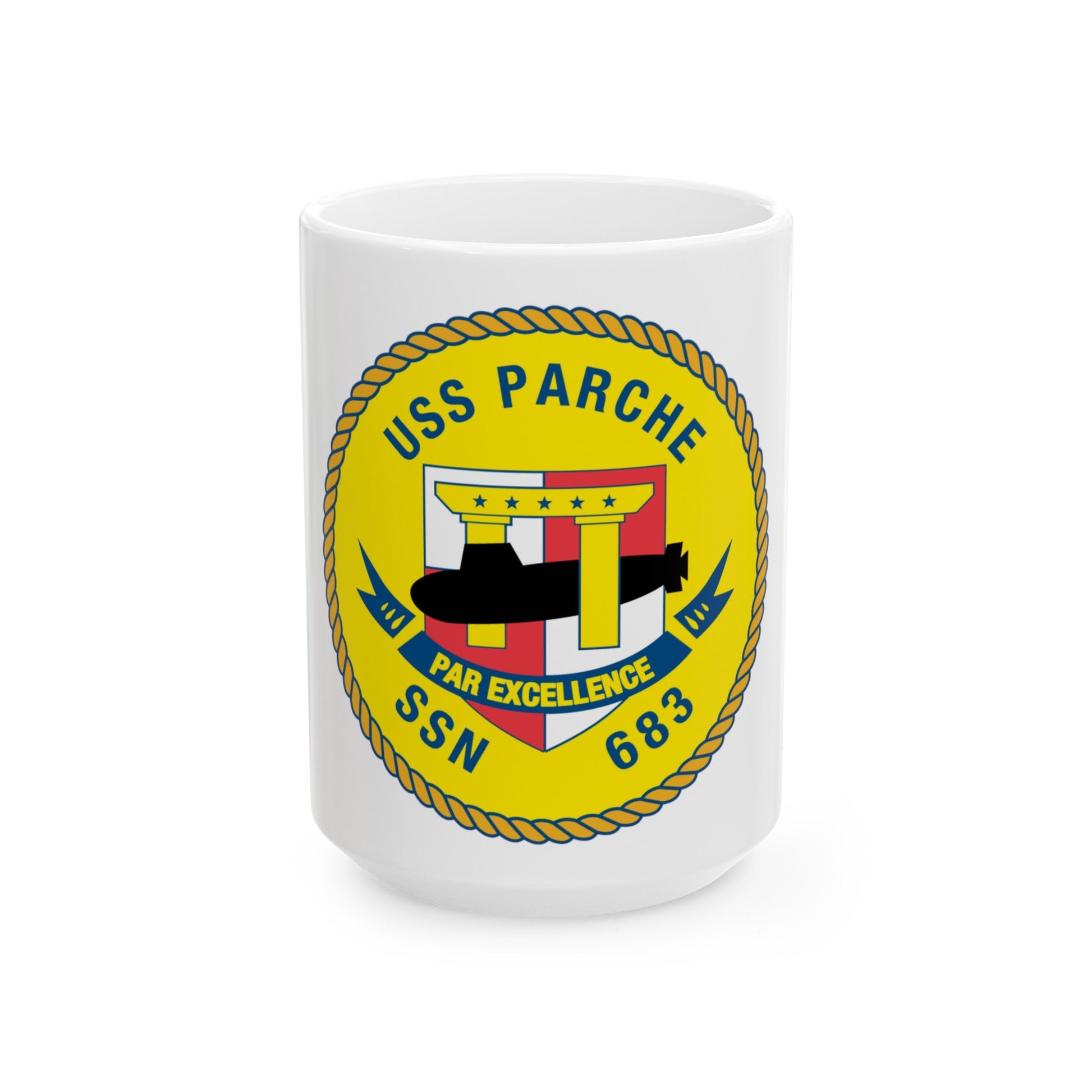 USS PArche SSN 683 (U.S. Navy) White Coffee Mug-15oz-The Sticker Space