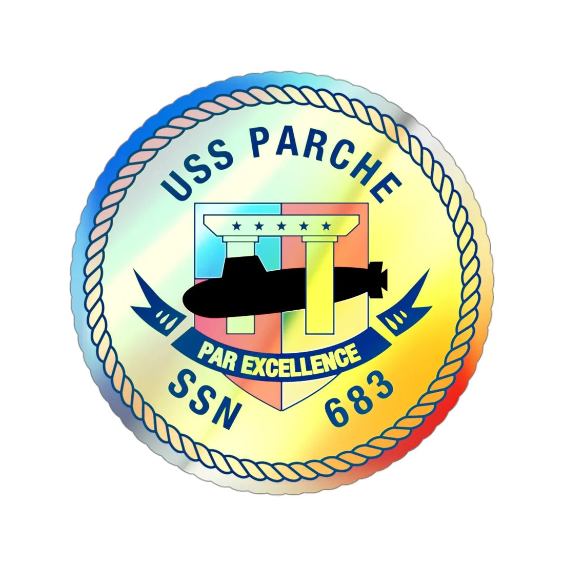 USS PArche SSN 683 (U.S. Navy) Holographic STICKER Die-Cut Vinyl Decal 3 Inch - The Sticker Space
