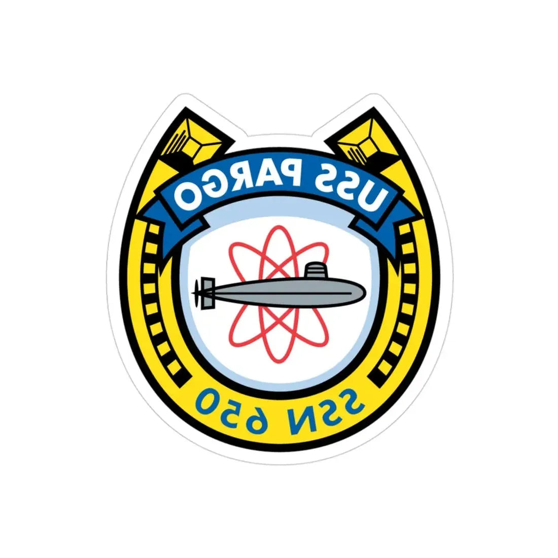 USS Pargo SSN 650 (U.S. Navy) REVERSE PRINT Transparent Die-Cut STICKER 3 Inch Die-Cut Transparent - The Sticker Space