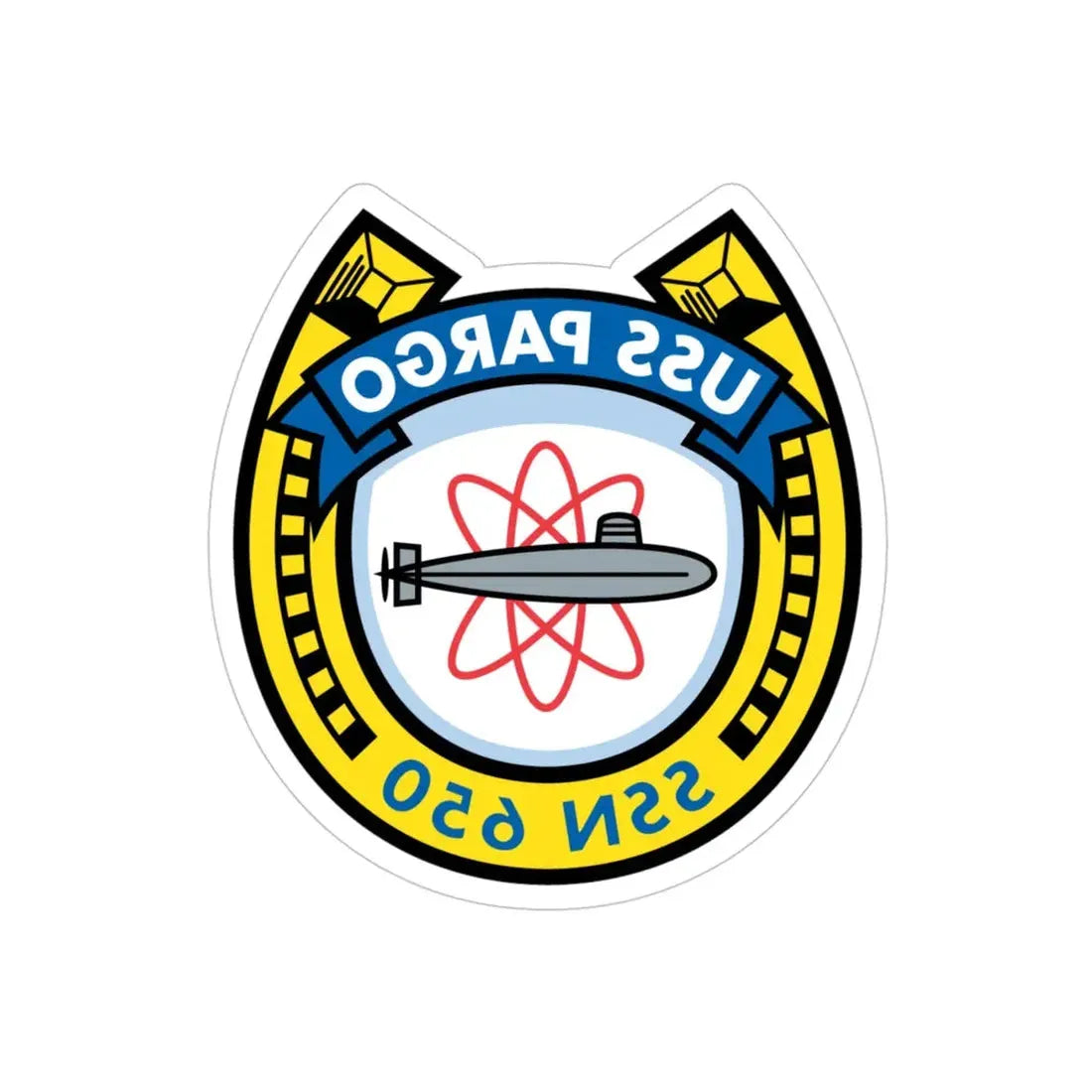 USS Pargo SSN 650 (U.S. Navy) REVERSE PRINT Transparent Die-Cut STICKER 4 Inch Die-Cut Transparent - The Sticker Space