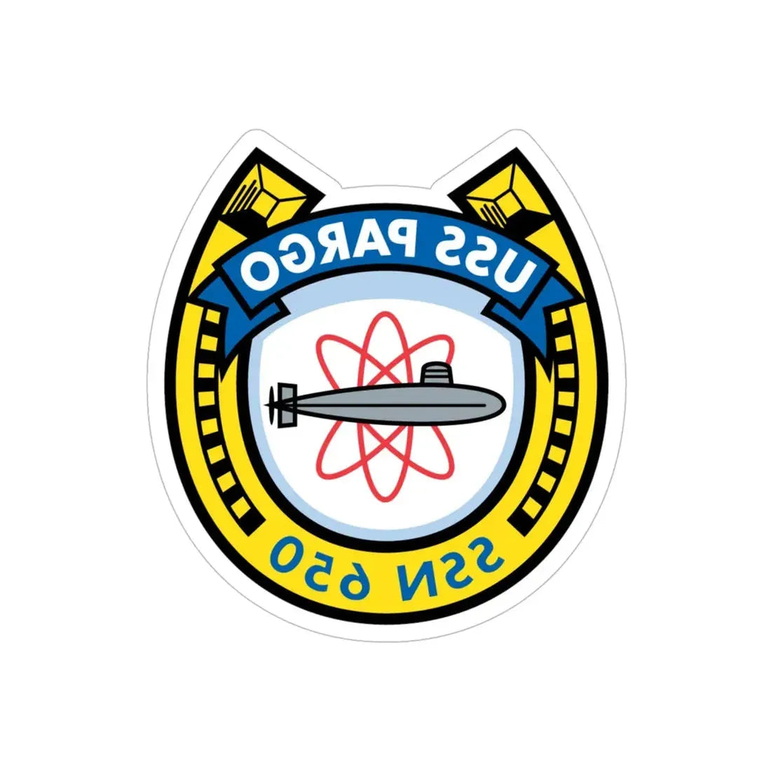 USS Pargo SSN 650 (U.S. Navy) REVERSE PRINT Transparent Die-Cut STICKER 6 Inch Die-Cut Transparent - The Sticker Space