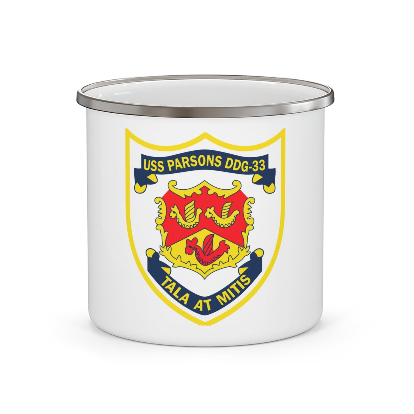 USS Parson DDG 33 Tala At Mitis (U.S. Navy) Enamel Mug 12oz-12oz-The Sticker Space