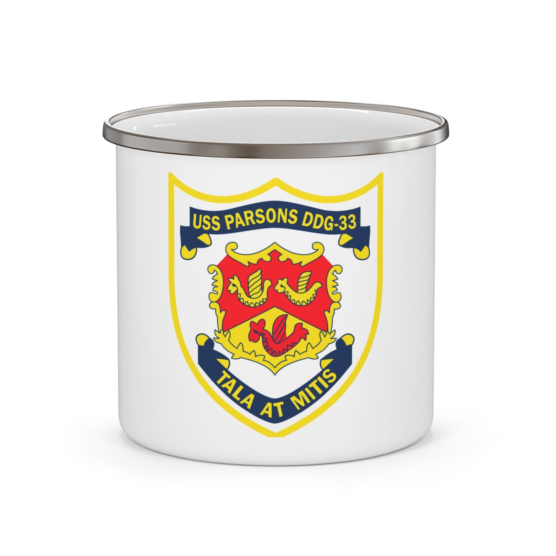 USS Parson DDG 33 Tala At Mitis (U.S. Navy) Enamel Mug 12oz-12oz-The Sticker Space