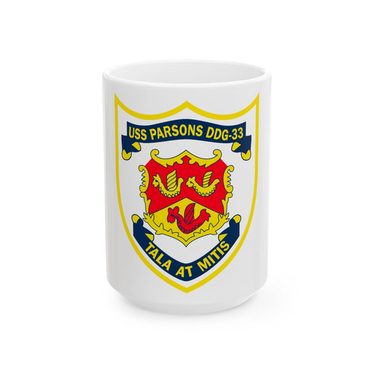 USS Parson DDG 33 Tala At Mitis (U.S. Navy) White Coffee Mug-15oz-The Sticker Space