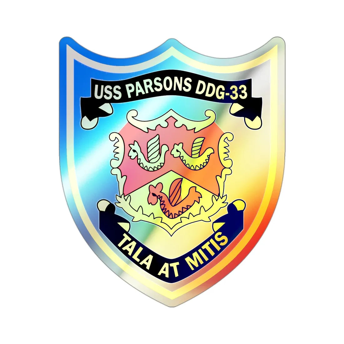 USS Parson DDG 33 Tala At Mitis (U.S. Navy) Holographic STICKER Die-Cut Vinyl Decal 3 Inch Holographic - The Sticker Space