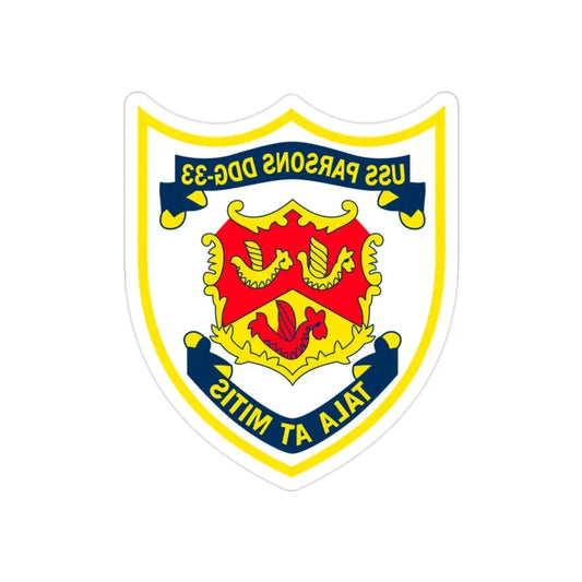 USS Parson DDG 33 Tala At Mitis (U.S. Navy) REVERSE PRINT Transparent Die-Cut STICKER 2 Inch Die-Cut Transparent - The Sticker Space