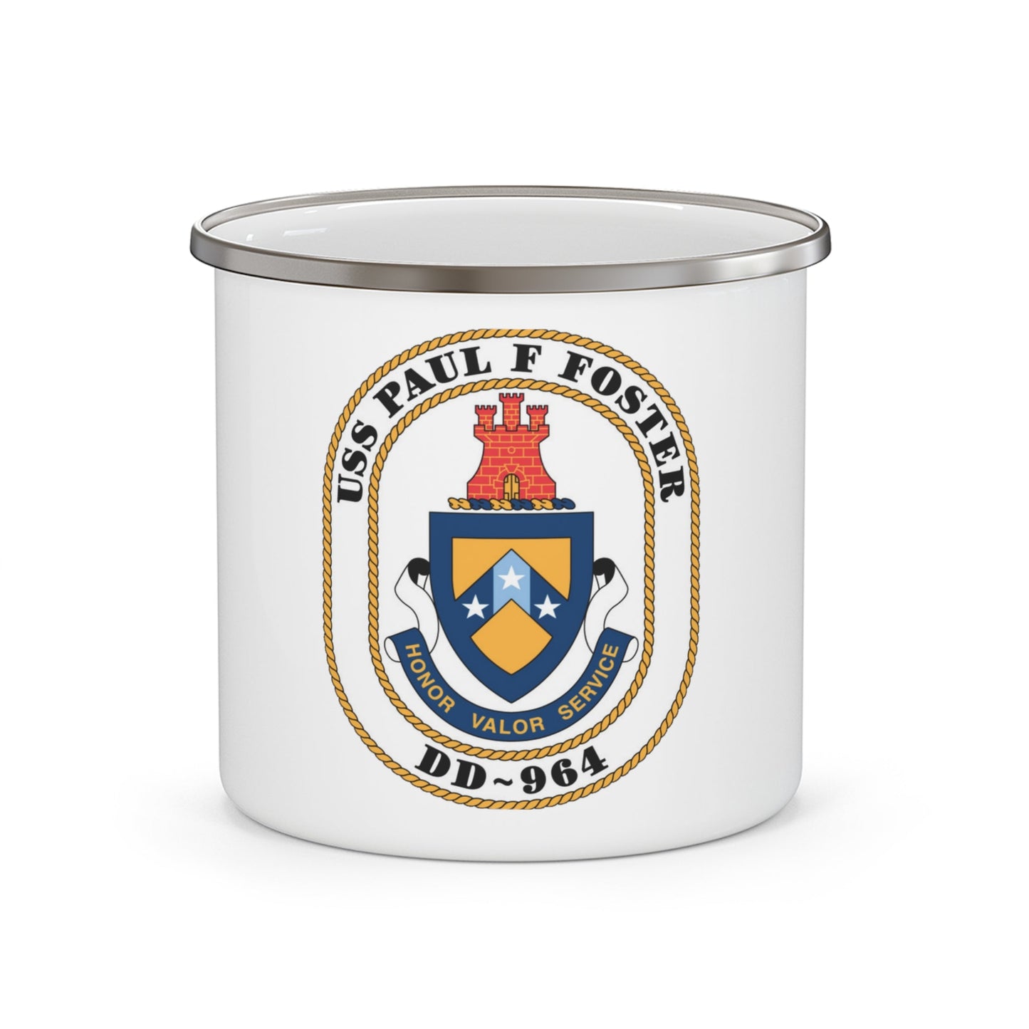 USS PAul F Foster DD 964 (U.S. Navy) Enamel Mug 12oz-12oz-The Sticker Space