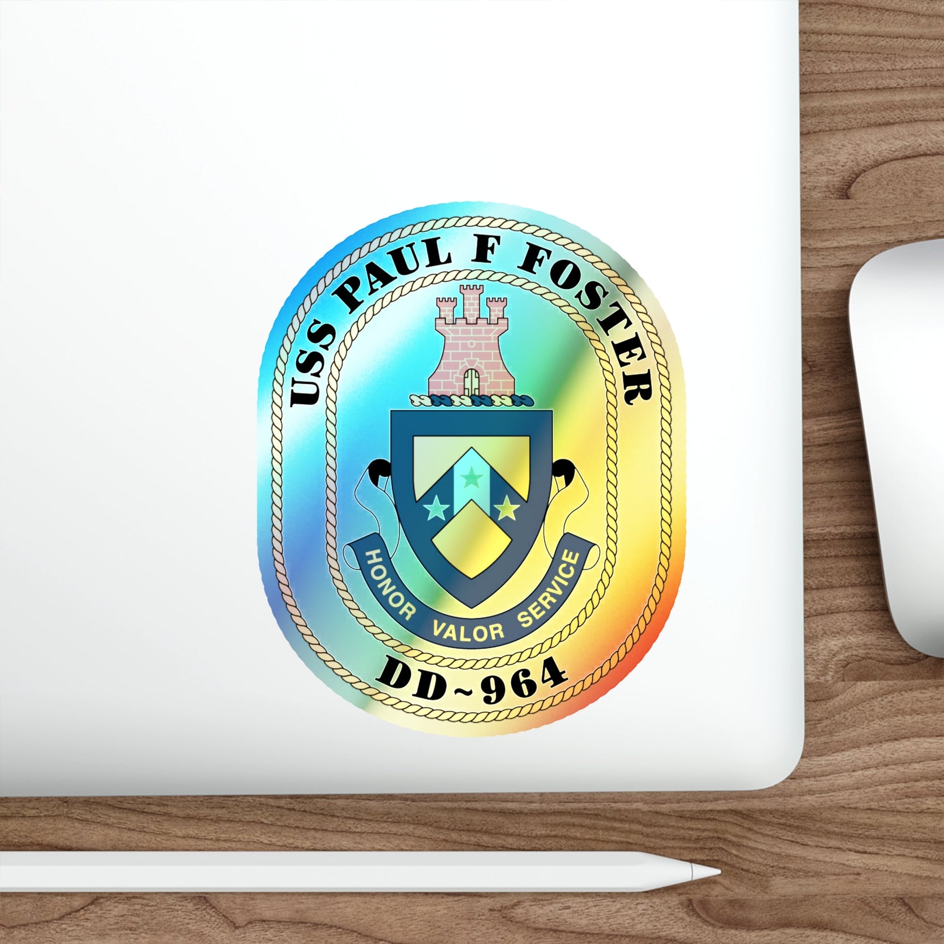 USS PAul F Foster DD 964 (U.S. Navy) Holographic STICKER Die-Cut Vinyl Decal-The Sticker Space