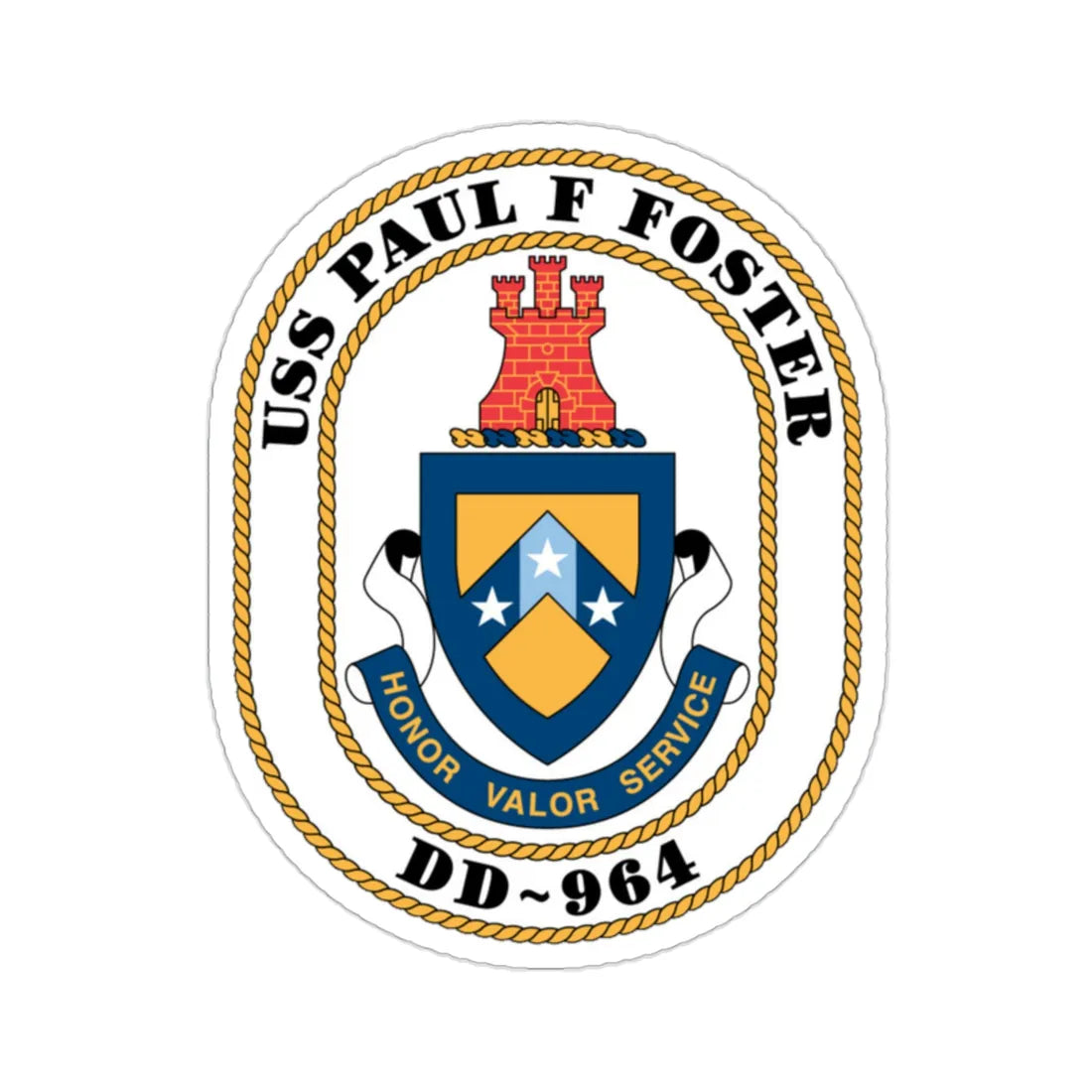 USS PAul F Foster DD 964 (U.S. Navy) STICKER Vinyl Die-Cut Decal 2 Inch - The Sticker Space