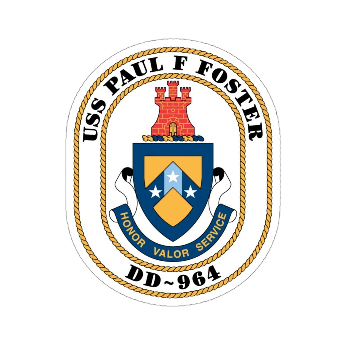 USS PAul F Foster DD 964 (U.S. Navy) STICKER Vinyl Die-Cut Decal 3 Inch - The Sticker Space