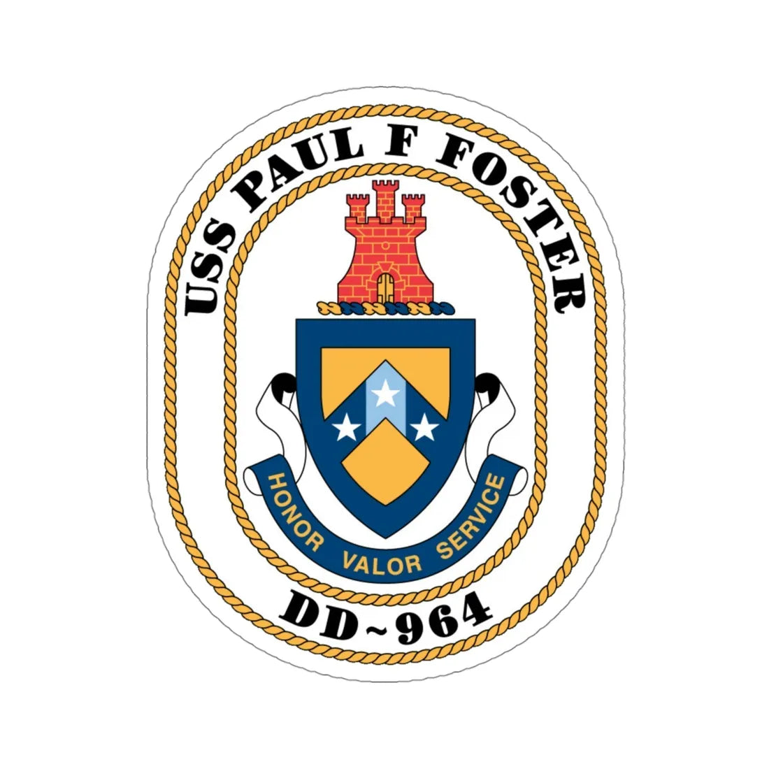 USS PAul F Foster DD 964 (U.S. Navy) STICKER Vinyl Die-Cut Decal 4 Inch - The Sticker Space