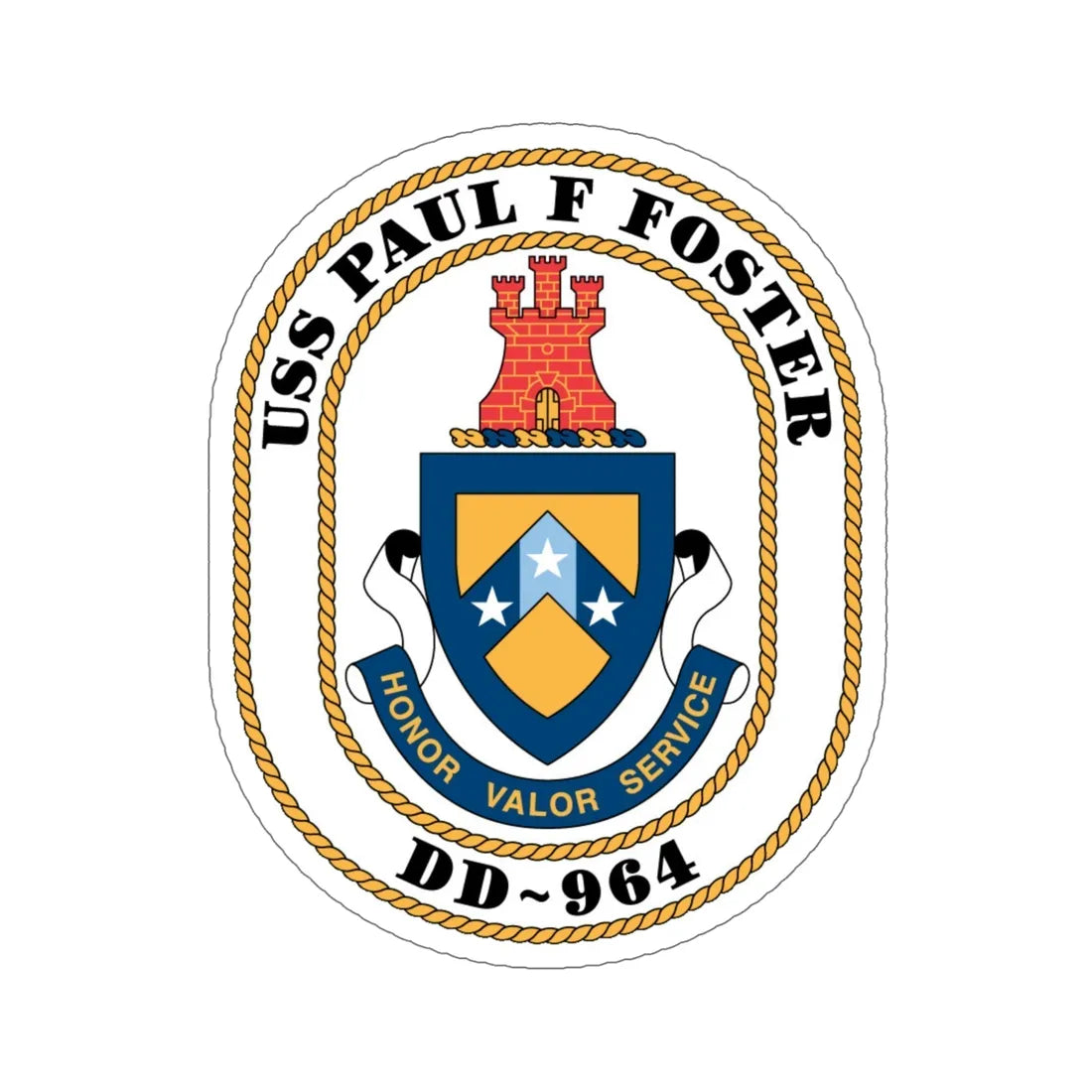 USS PAul F Foster DD 964 (U.S. Navy) STICKER Vinyl Die-Cut Decal 6 Inch - The Sticker Space