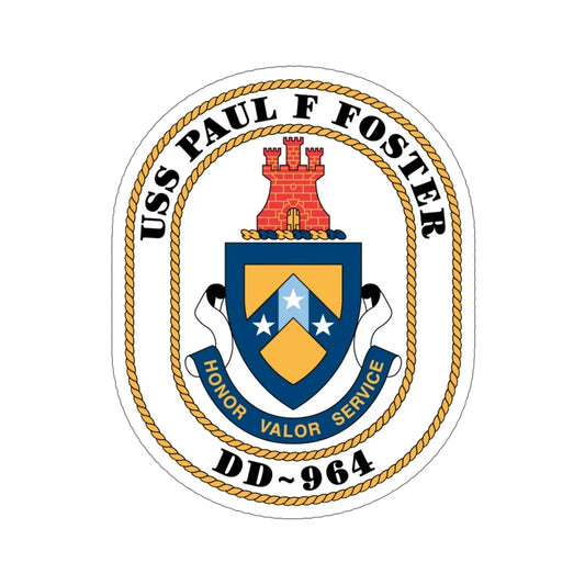 USS PAul F Foster DD 964 (U.S. Navy) STICKER Vinyl Die-Cut Decal 6 Inch - The Sticker Space