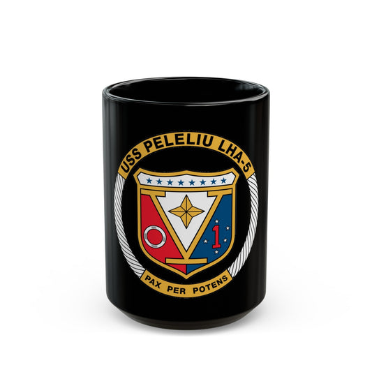 USS Peleliu LHA 5 (U.S. Navy) Black Coffee Mug-15oz-The Sticker Space