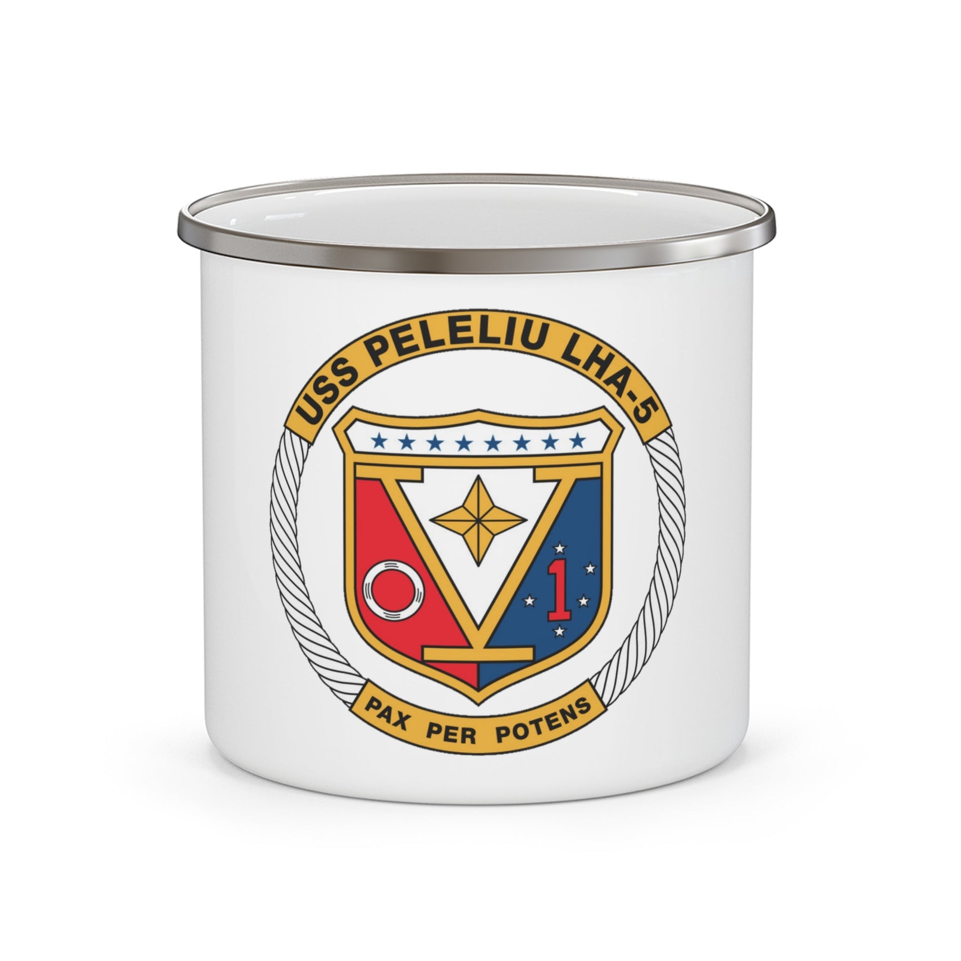 USS Peleliu LHA 5 (U.S. Navy) Enamel Mug 12oz-12oz-The Sticker Space