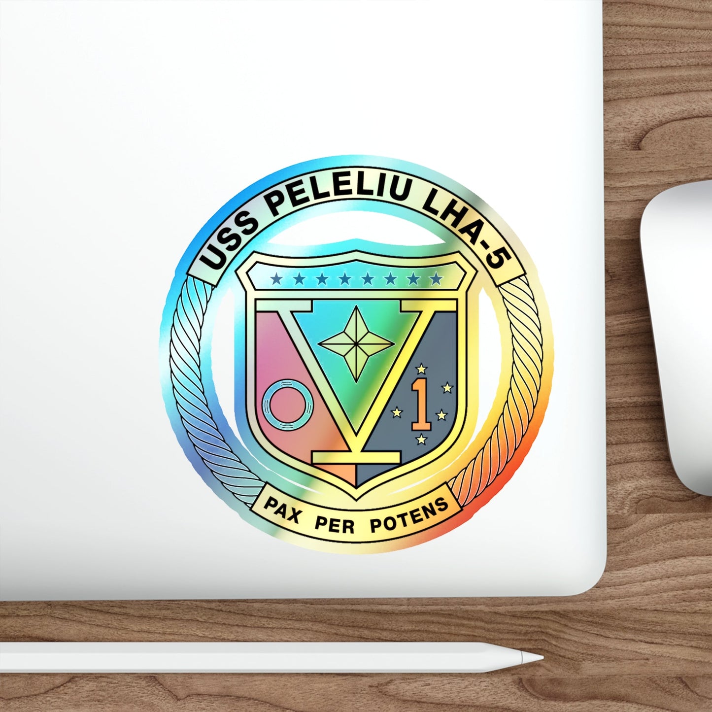 USS Peleliu LHA 5 (U.S. Navy) Holographic STICKER Die-Cut Vinyl Decal-The Sticker Space