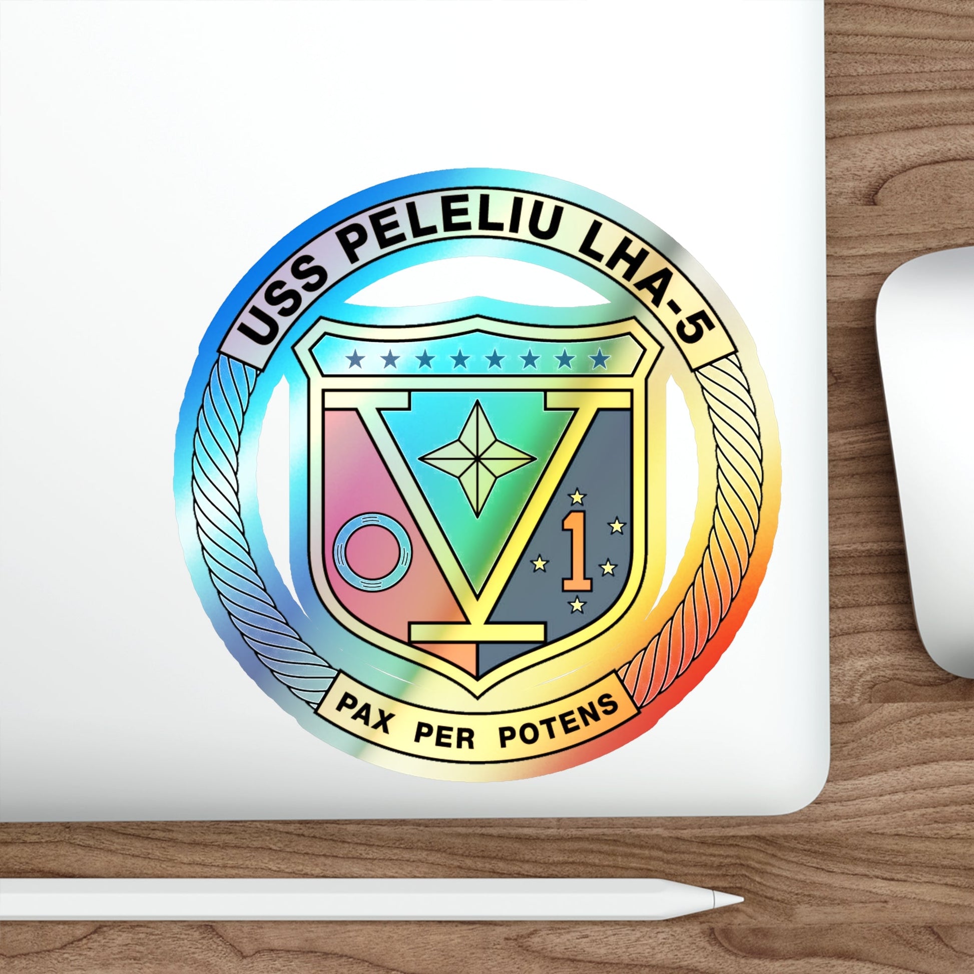 USS Peleliu LHA 5 (U.S. Navy) Holographic STICKER Die-Cut Vinyl Decal-The Sticker Space